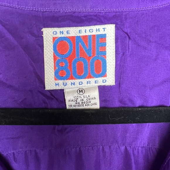 vintage 100% silk men’s button down short sleeve shirt in purple sz M oversized - Picture 4 of 5